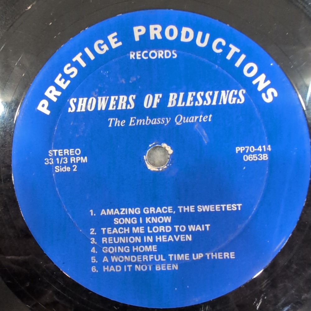 The Embassy Quartet Showers of Blessings Vinyl LP Prestige Productions PP70-414 - Picture 2 of 4